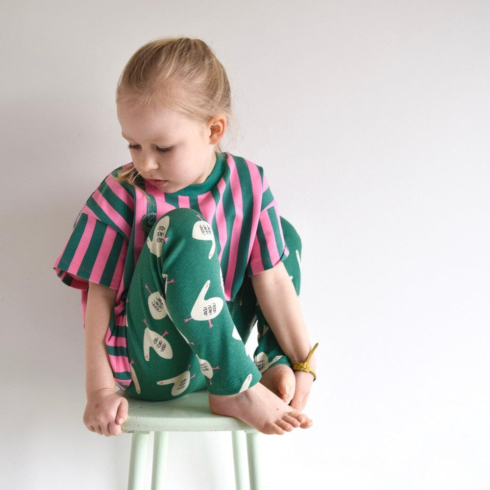 Bio French Terry Streifen - Grün / Rosa | Jennifer Bouron Fadenwunsch 