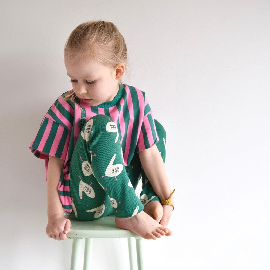 Bio French Terry Streifen - Grün / Rosa | Jennifer Bouron Fadenwunsch 