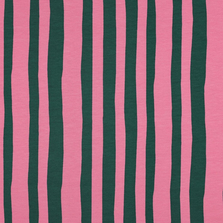 Bio French Terry Streifen - Grün / Rosa | Jennifer Bouron Fadenwunsch 