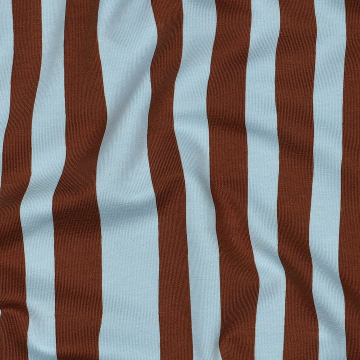 Bio French Terry Streifen - Hellblau / Braun | Jennifer Bouron Fadenwunsch 