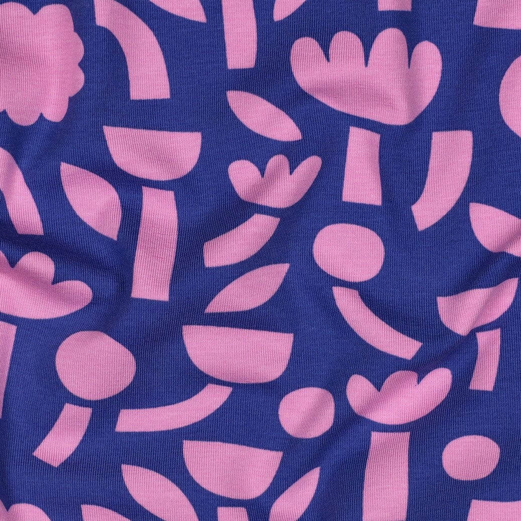 Bio Jersey Retroblumen - Blau | Jennifer Bouron Fadenwunsch 