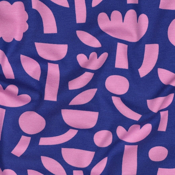 Bio Jersey Retroblumen - Blau | Jennifer Bouron Fadenwunsch 