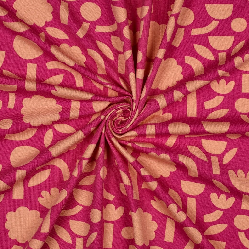 Bio Jersey Retroblumen - Fuchsia | Jennifer Bouron Fadenwunsch 