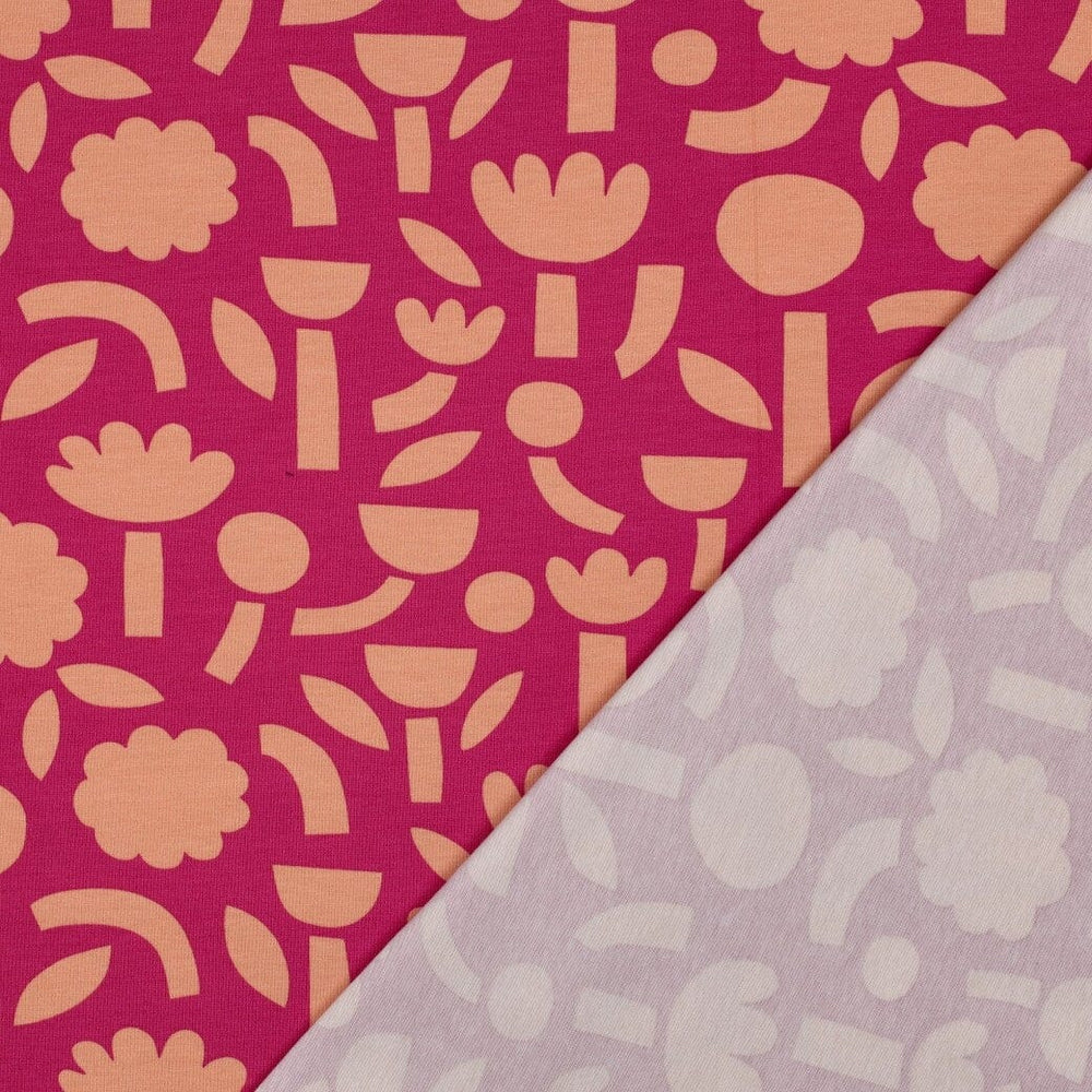 Bio Jersey Retroblumen - Fuchsia | Jennifer Bouron Fadenwunsch 