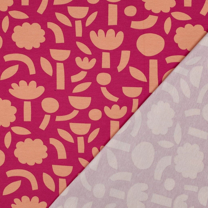 Bio Jersey Retroblumen - Fuchsia | Jennifer Bouron Fadenwunsch 
