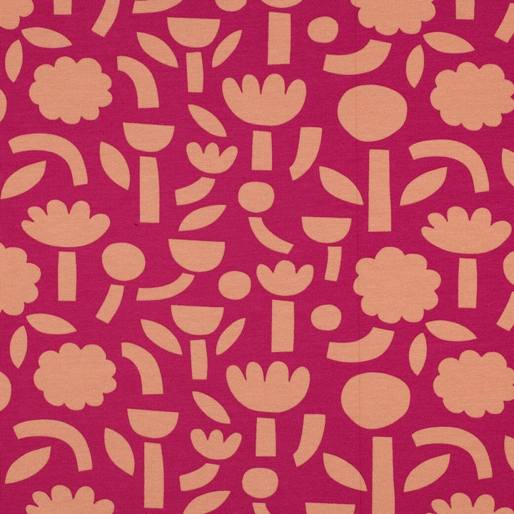 Bio Jersey Retroblumen - Fuchsia | Jennifer Bouron Fadenwunsch 