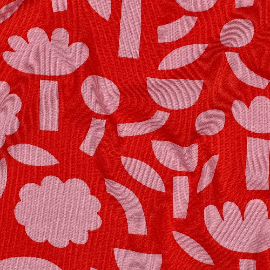 Bio Jersey Retroblumen - Rot | Jennifer Bouron Fadenwunsch 