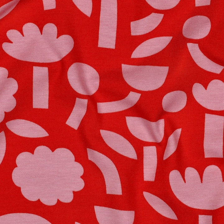 Bio Jersey Retroblumen - Rot | Jennifer Bouron Fadenwunsch 