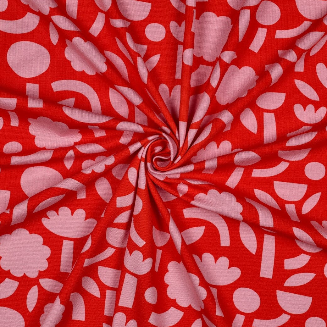 Bio Jersey Retroblumen - Rot | Jennifer Bouron Fadenwunsch 