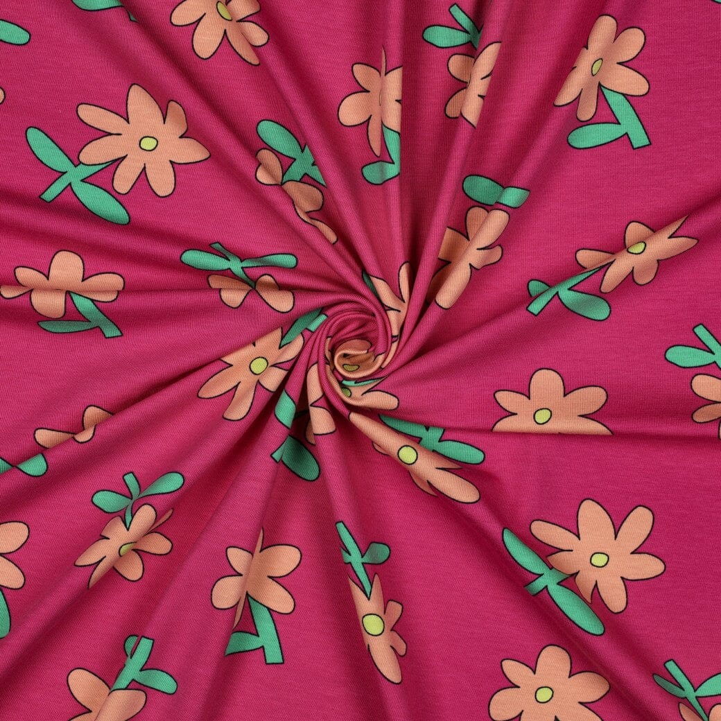 Bio Jersey Blumen - Fuchsia | Jennifer Bouron Fadenwunsch 