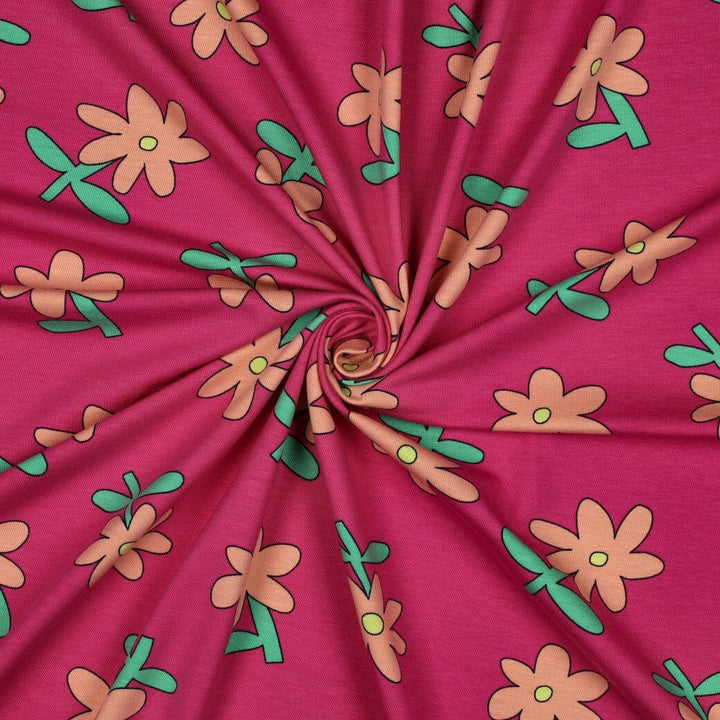 Bio Jersey Blumen - Fuchsia | Jennifer Bouron Fadenwunsch 
