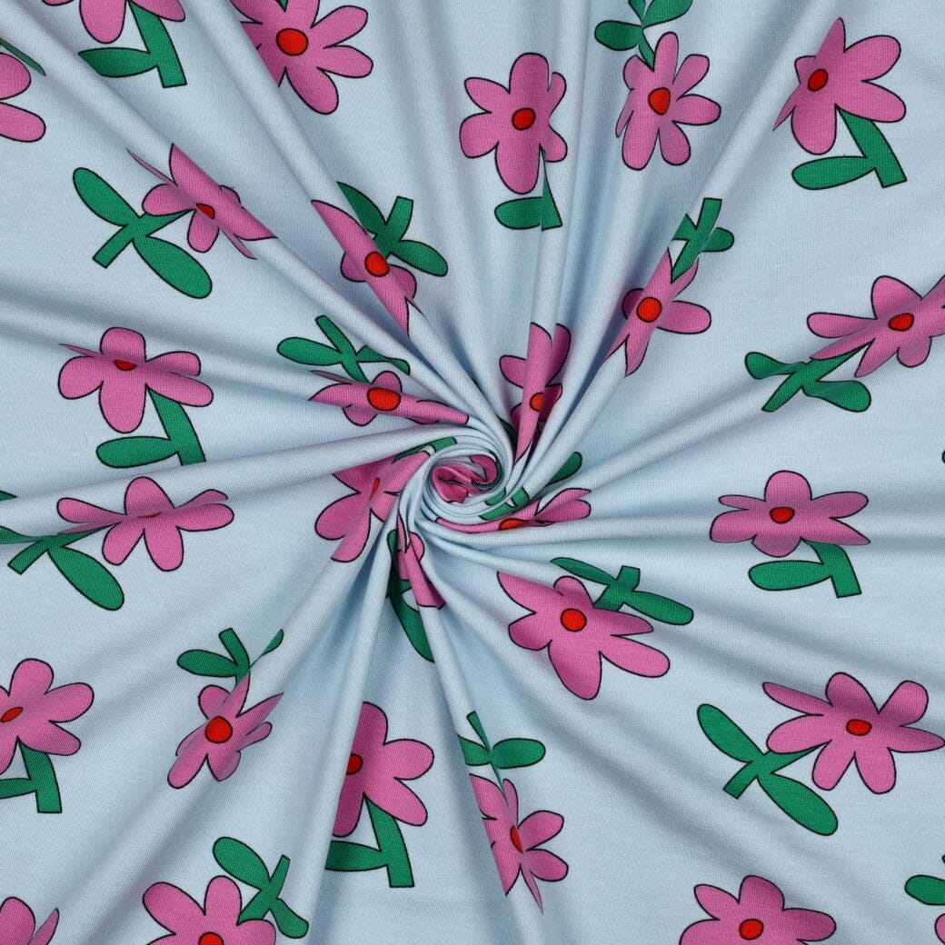 Bio Jersey Blumen - Hellblau | Jennifer Bouron Fadenwunsch 