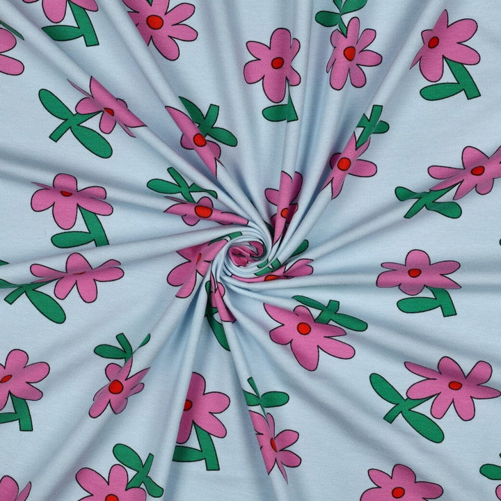 Bio Jersey Blumen - Hellblau | Jennifer Bouron Fadenwunsch 