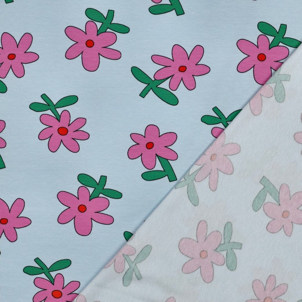 Bio Jersey Blumen - Hellblau | Jennifer Bouron Fadenwunsch 