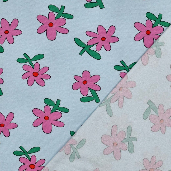 Bio Jersey Blumen - Hellblau | Jennifer Bouron Fadenwunsch 
