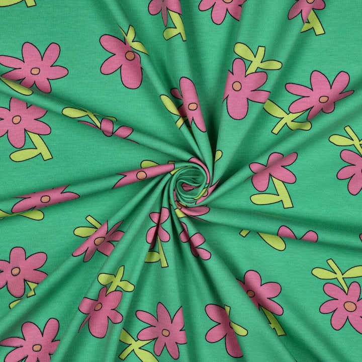 Bio Jersey Blumen - Grün | Jennifer Bouron Fadenwunsch 