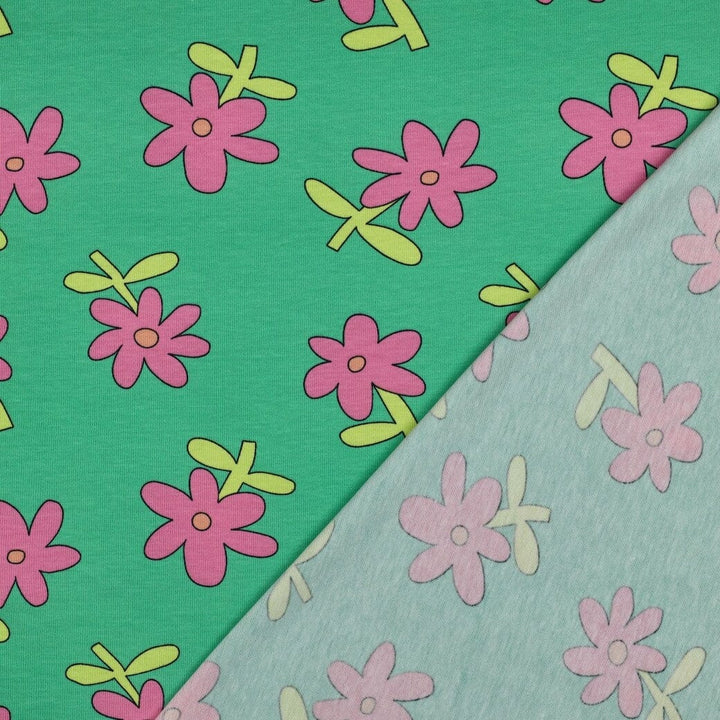 Bio Jersey Blumen - Grün | Jennifer Bouron Fadenwunsch 