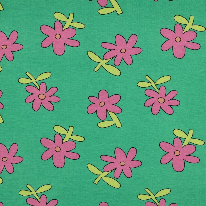 Bio Jersey Blumen - Grün | Jennifer Bouron Fadenwunsch 
