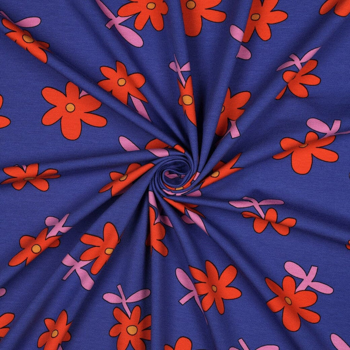 Bio Jersey Blumen - Blau | Jennifer Bouron Fadenwunsch 