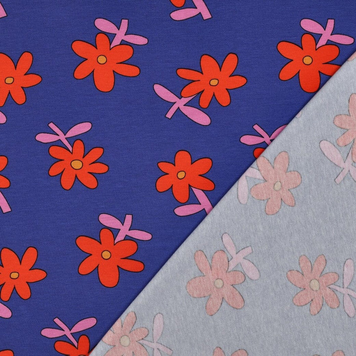Bio Jersey Blumen - Blau | Jennifer Bouron Fadenwunsch 