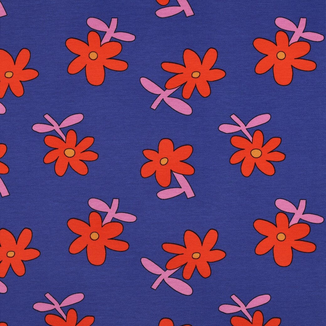 Bio Jersey Blumen - Blau | Jennifer Bouron Fadenwunsch 
