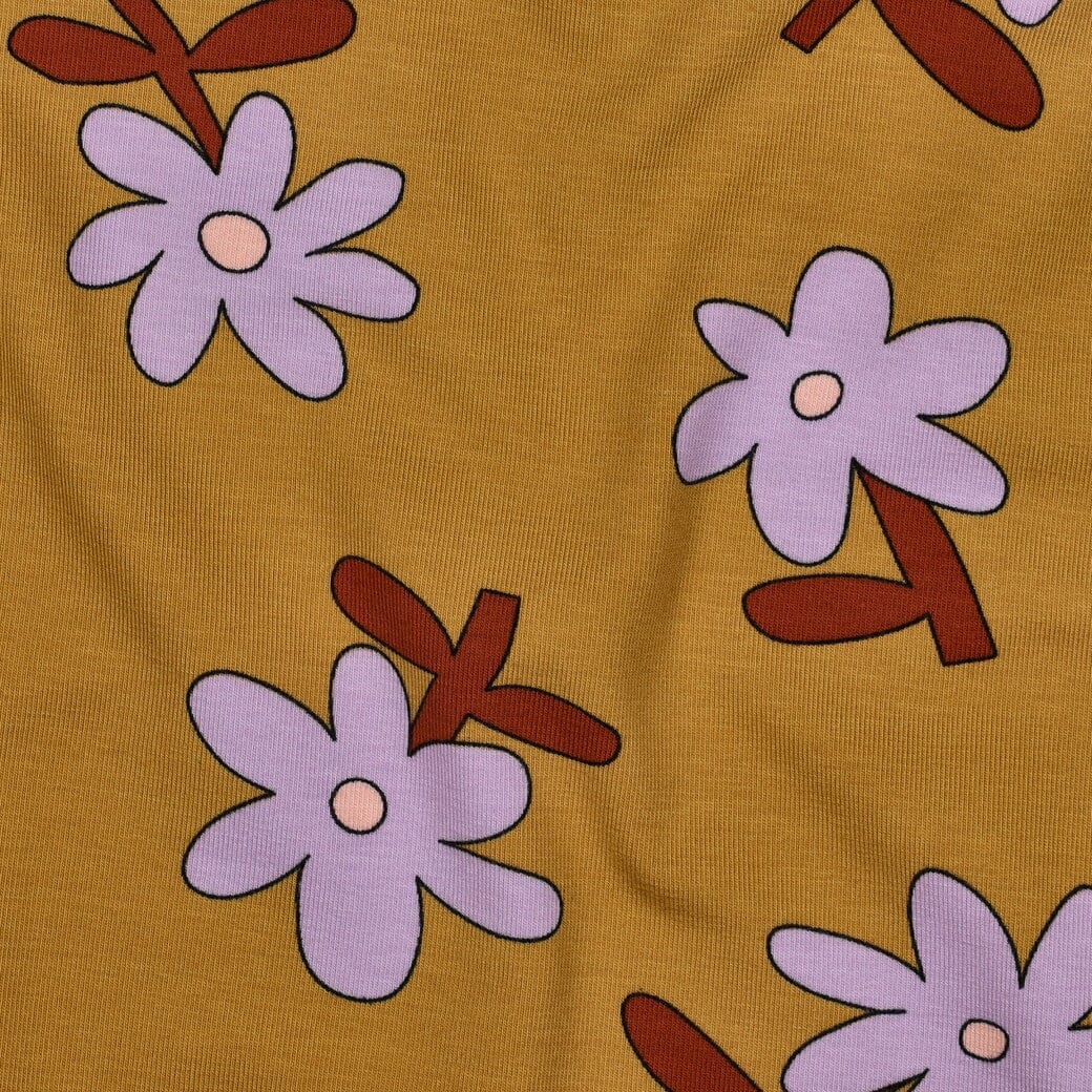 Bio Jersey Blumen - Ocker | Jennifer Bouron Fadenwunsch 