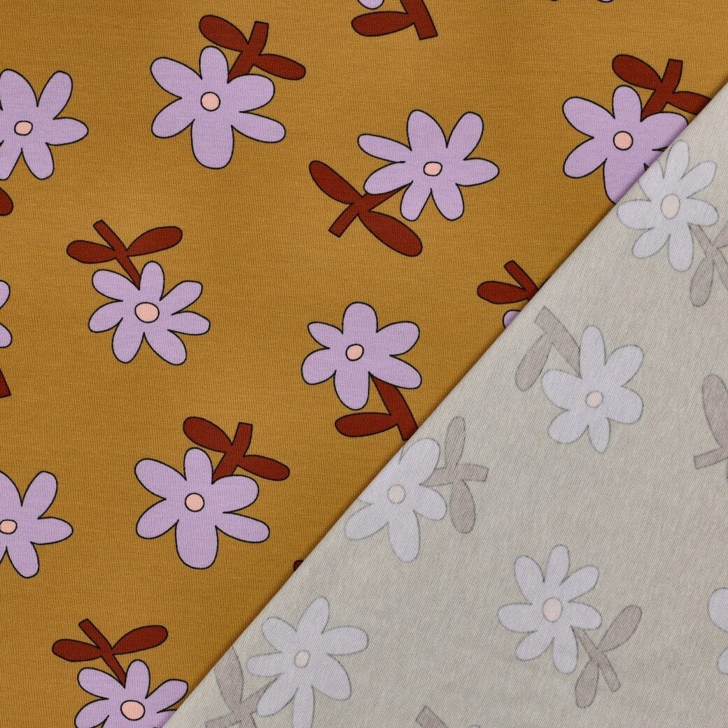Bio Jersey Blumen - Ocker | Jennifer Bouron Fadenwunsch 