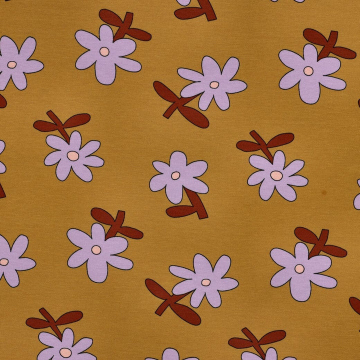 Bio Jersey Blumen - Ocker | Jennifer Bouron Fadenwunsch 