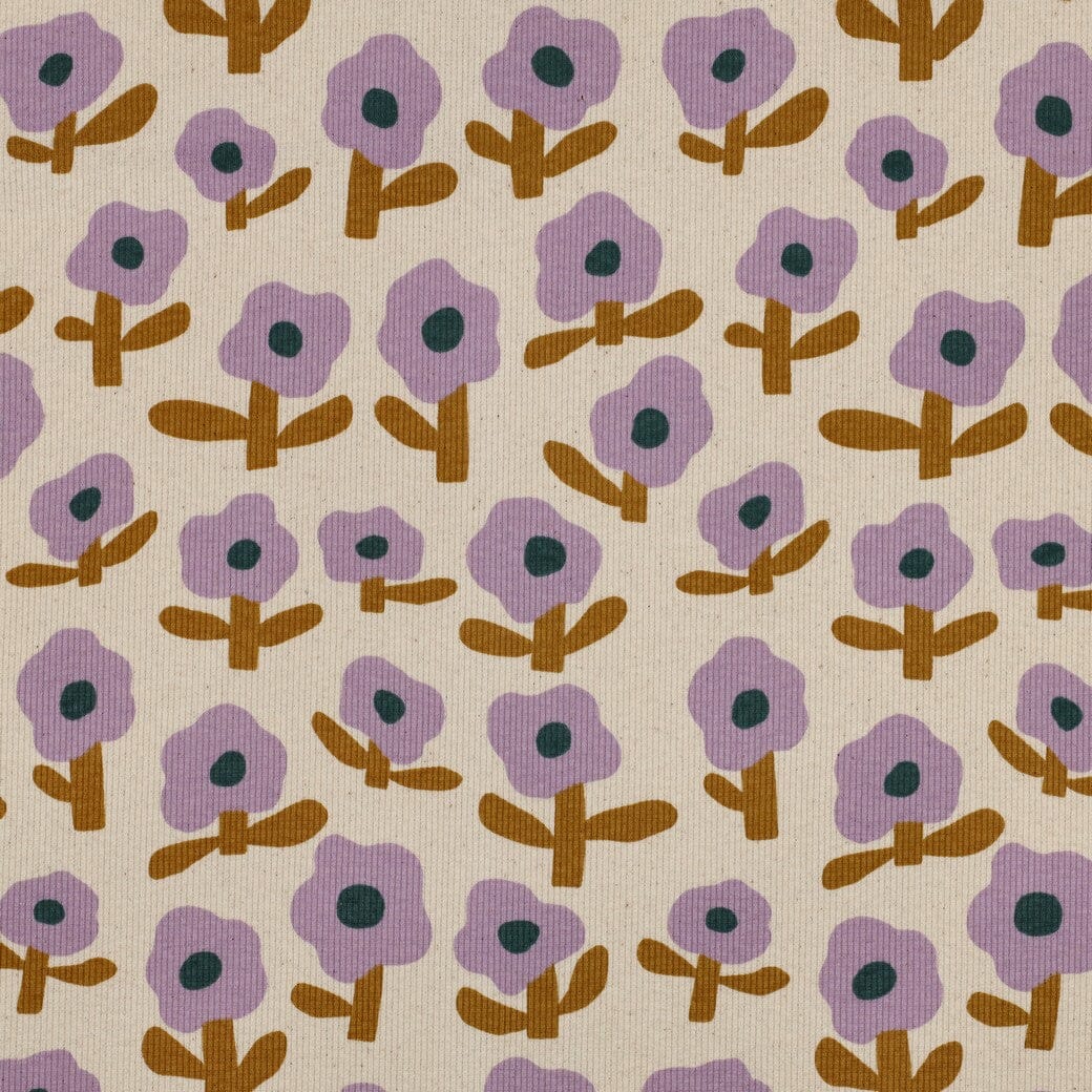 Bio Rib-Jersey Flowerpower - Natur / Flieder | Jennifer Bouron Fadenwunsch 