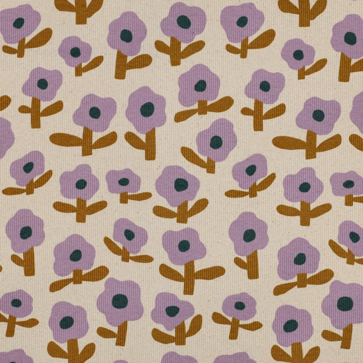 Bio Rib-Jersey Flowerpower - Natur / Flieder | Jennifer Bouron Fadenwunsch 