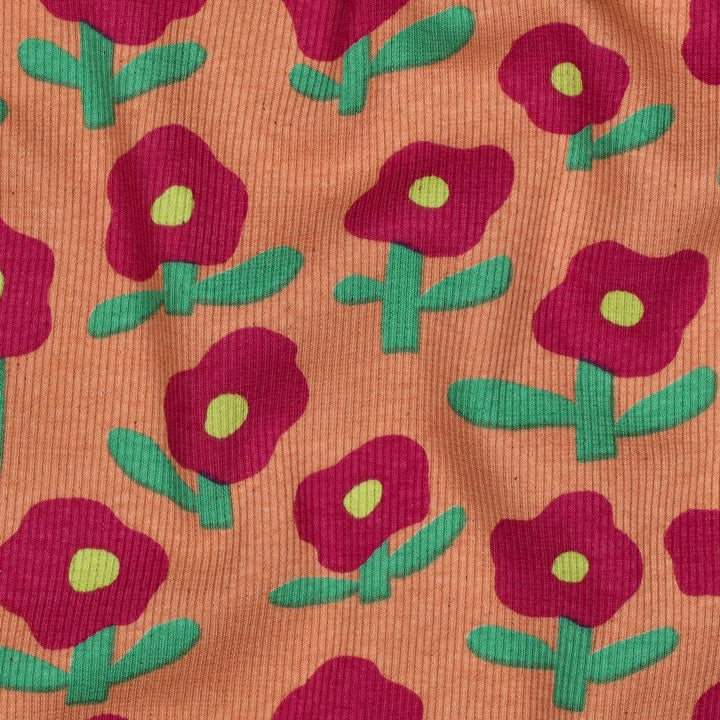 Bio Rib-Jersey Flowerpower - Pfirsich | Jennifer Bouron Fadenwunsch 