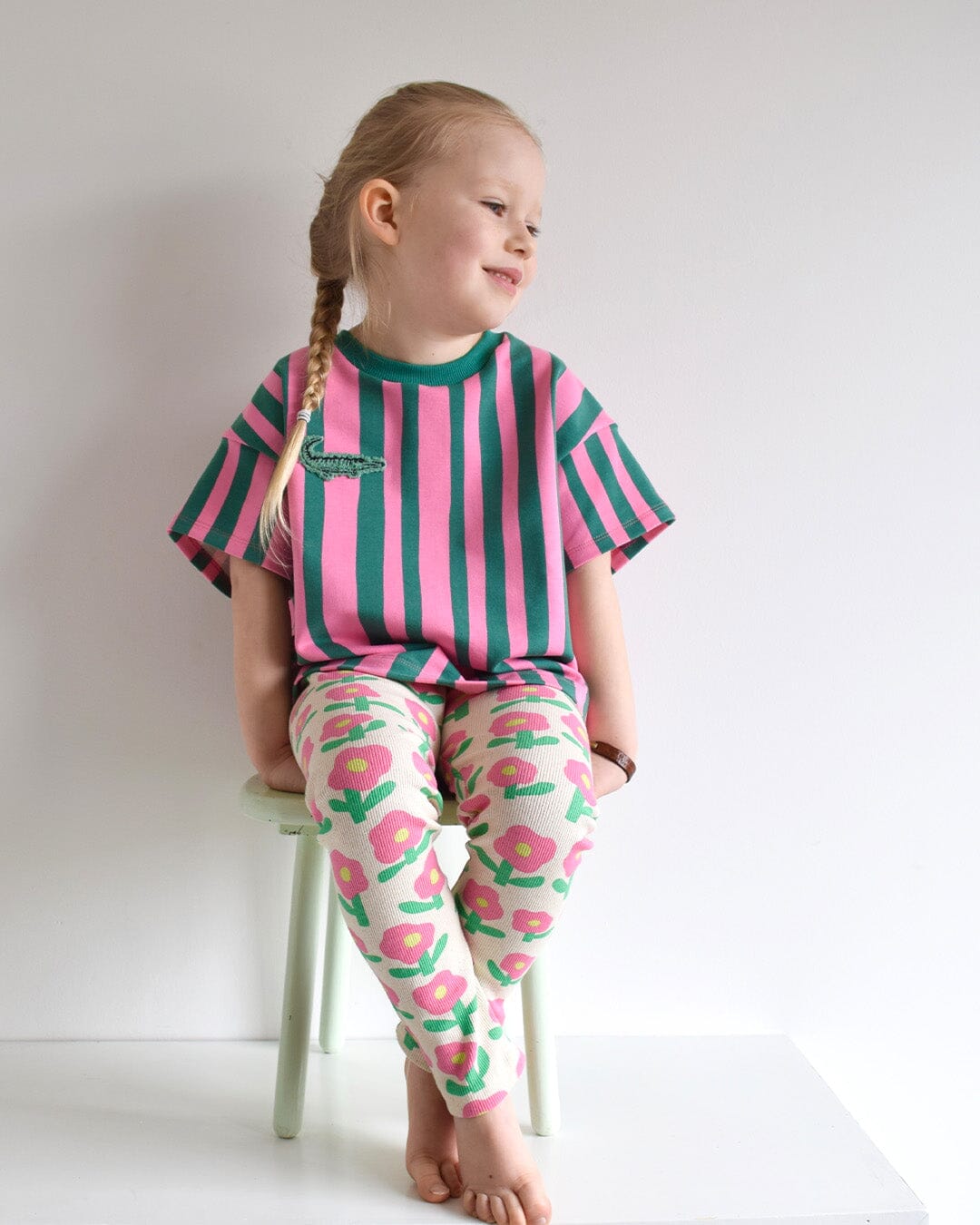 Bio Rib-Jersey Flowerpower - Natur / Grün | Jennifer Bouron Fadenwunsch 