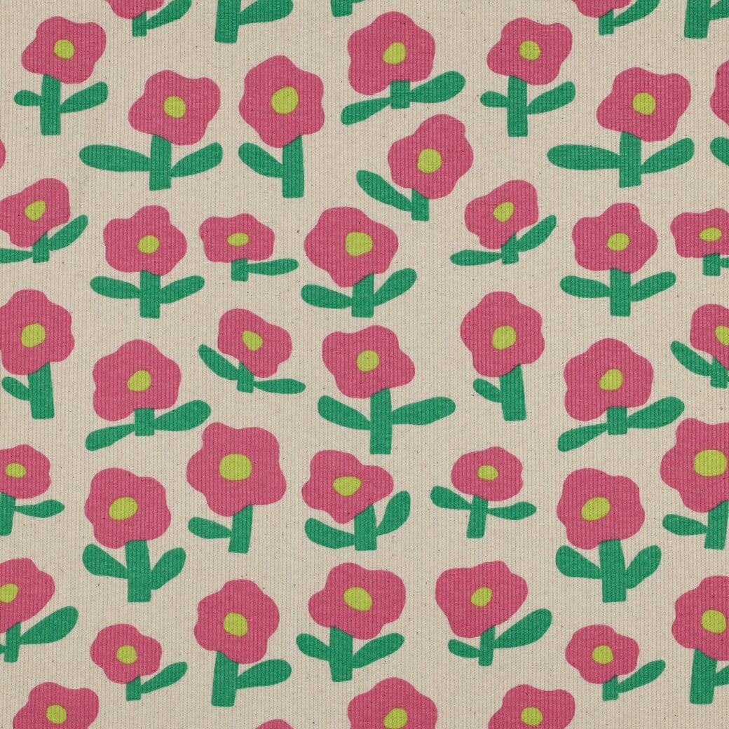 Bio Rib-Jersey Flowerpower - Natur / Grün | Jennifer Bouron Fadenwunsch 