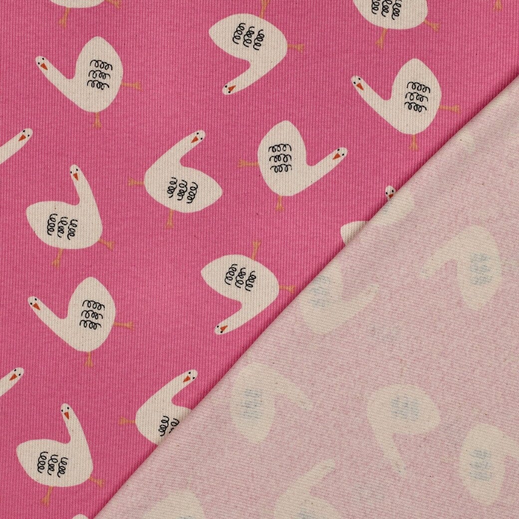Bio Rib-Jersey Gänse - Fuchsia | Jennifer Bouron Fadenwunsch 