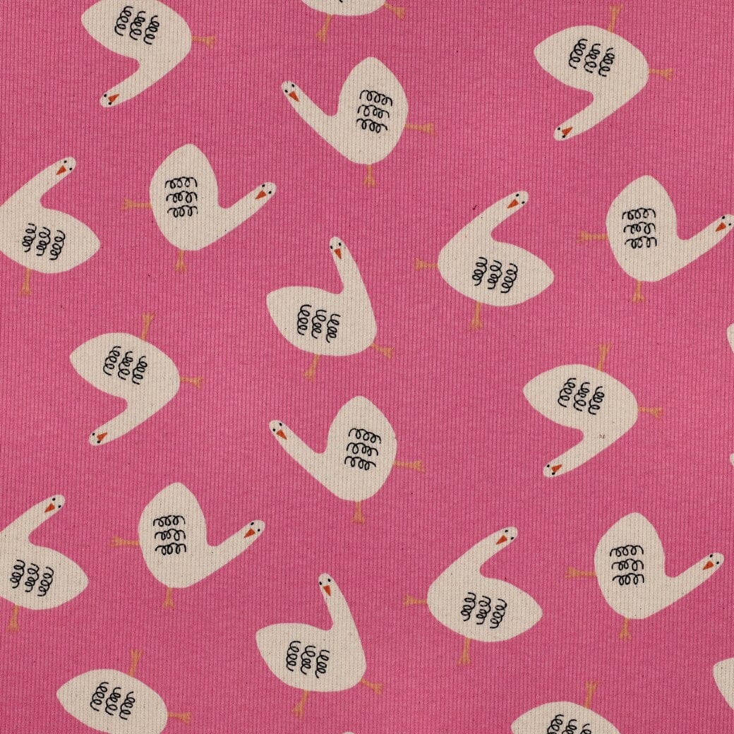 Bio Rib-Jersey Gänse - Fuchsia | Jennifer Bouron Fadenwunsch 
