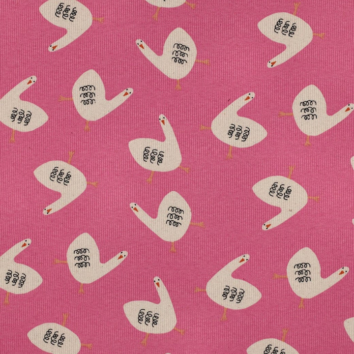 Bio Rib-Jersey Gänse - Fuchsia | Jennifer Bouron Fadenwunsch 