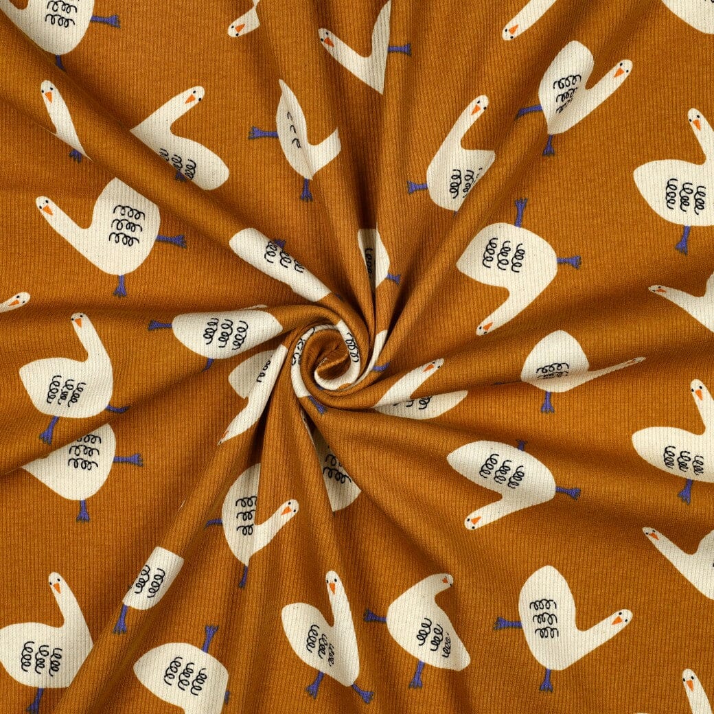 Bio Rib-Jersey Gänse - Ocker | Jennifer Bouron Fadenwunsch 