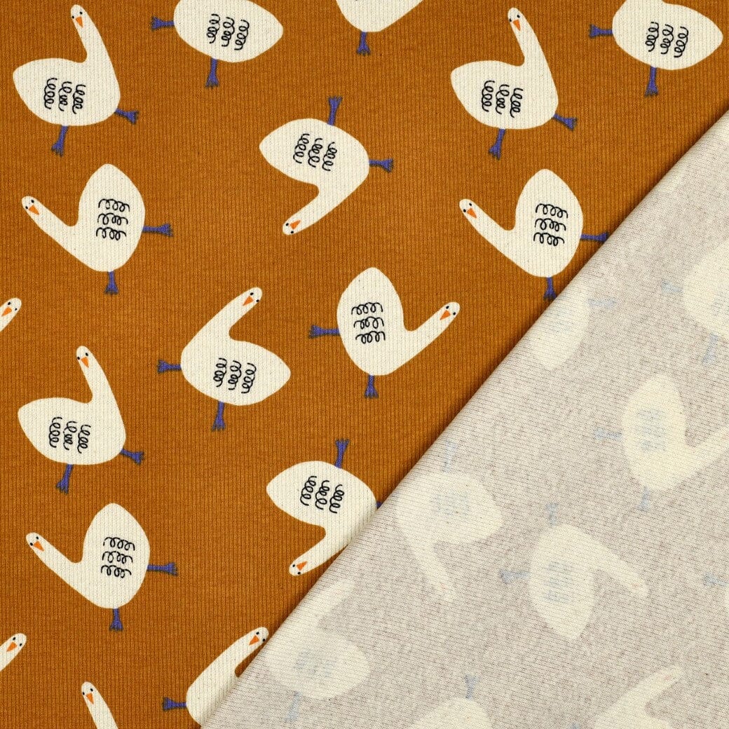 Bio Rib-Jersey Gänse - Ocker | Jennifer Bouron Fadenwunsch 