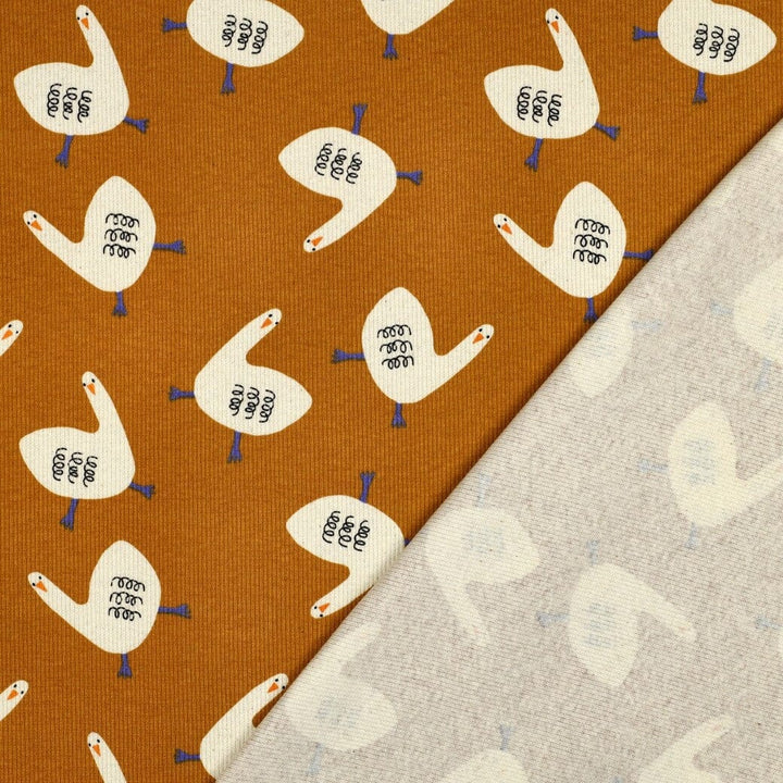 Bio Rib-Jersey Gänse - Ocker | Jennifer Bouron Fadenwunsch 