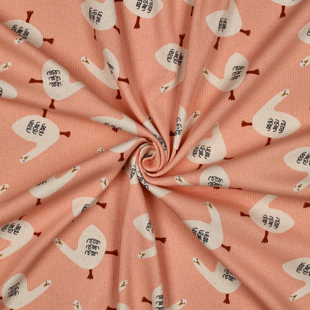 Bio Rib-Jersey Gänse - Rosa | Jennifer Bouron Fadenwunsch 