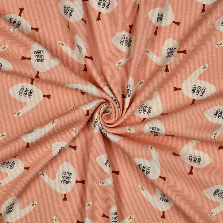Bio Rib-Jersey Gänse - Rosa | Jennifer Bouron Fadenwunsch 