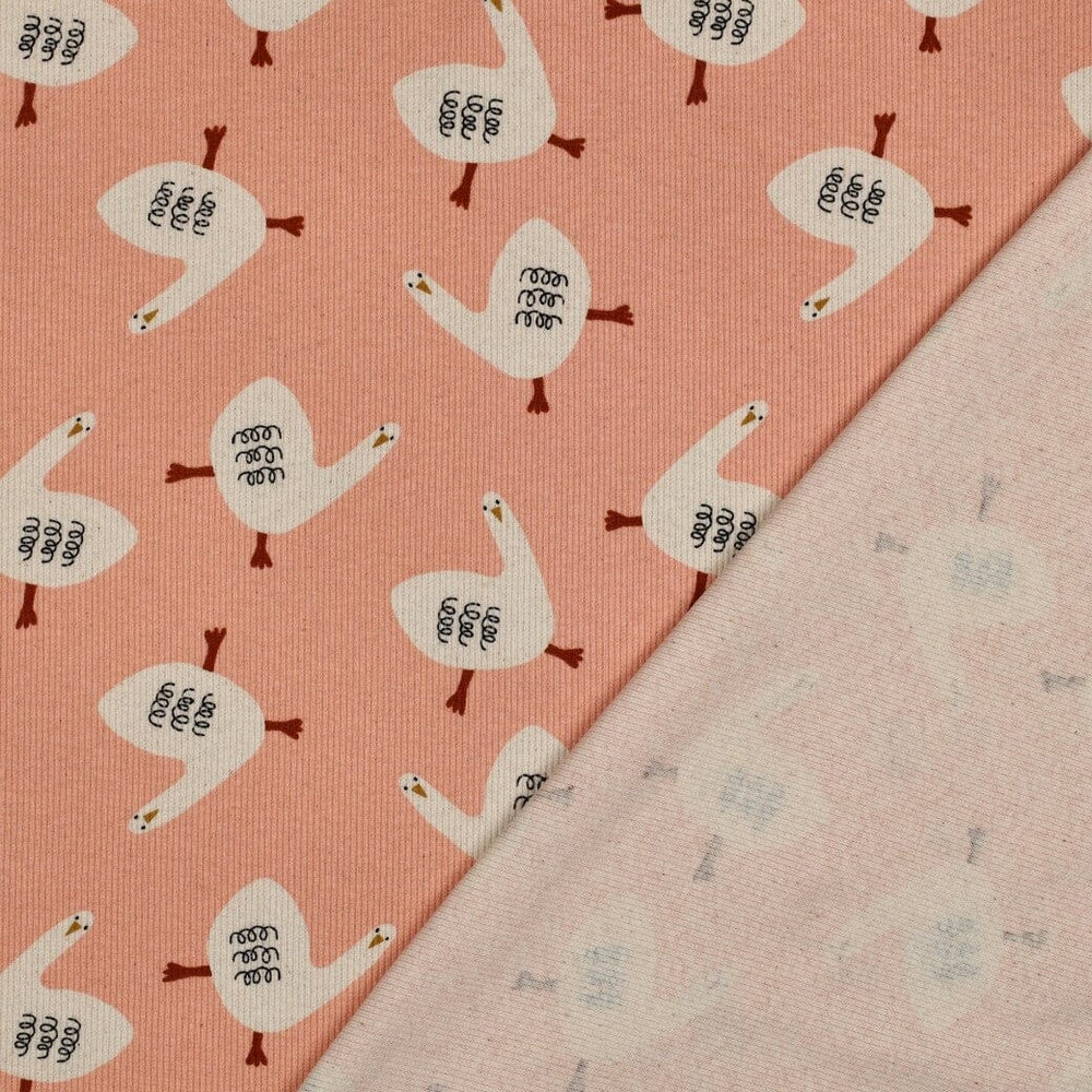 Bio Rib-Jersey Gänse - Rosa | Jennifer Bouron Fadenwunsch 