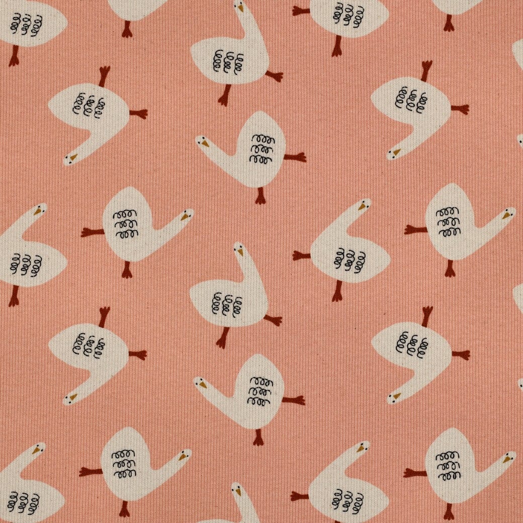 Bio Rib-Jersey Gänse - Rosa | Jennifer Bouron Fadenwunsch 