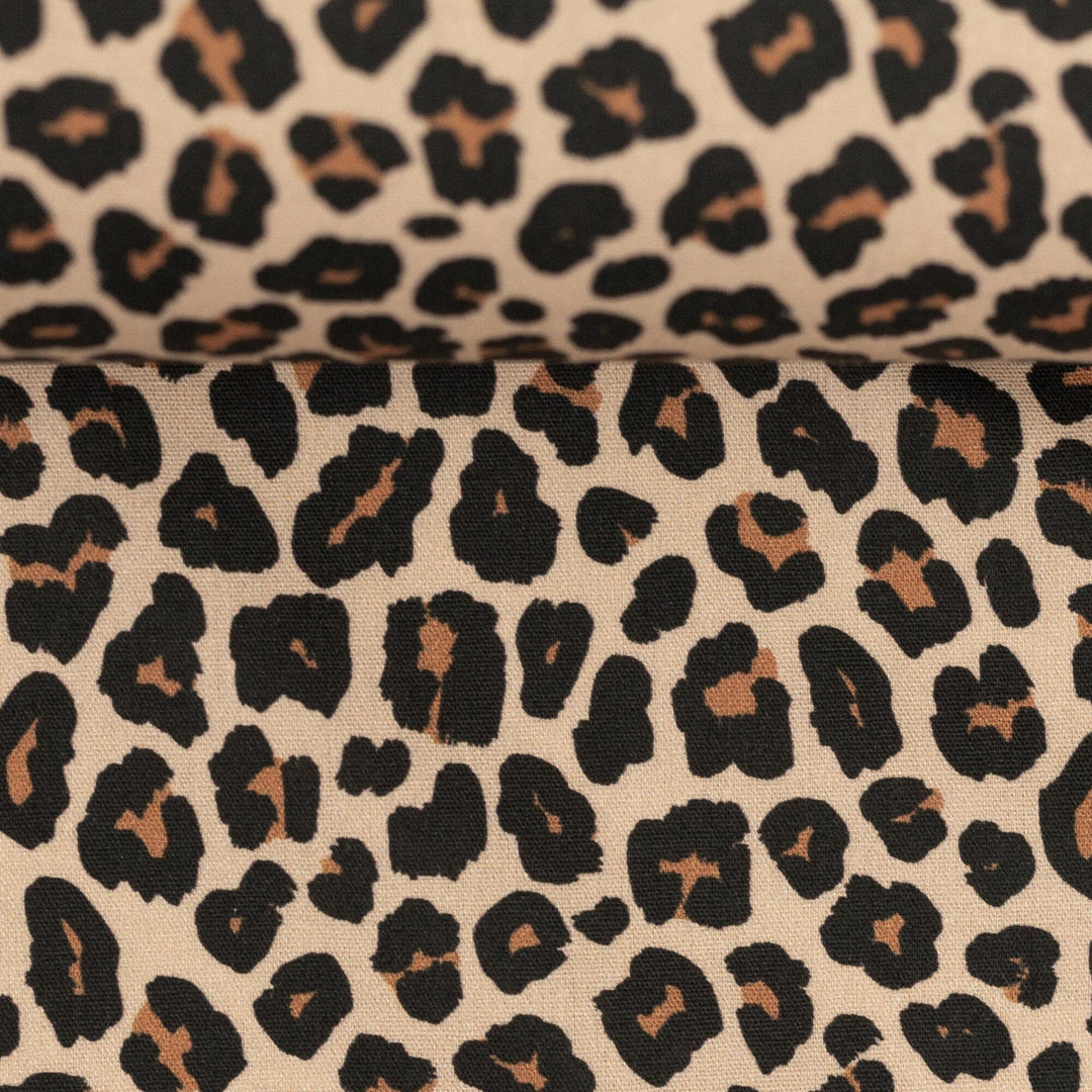 Baumwollwebware Leoprint Beige Fadenwunsch 