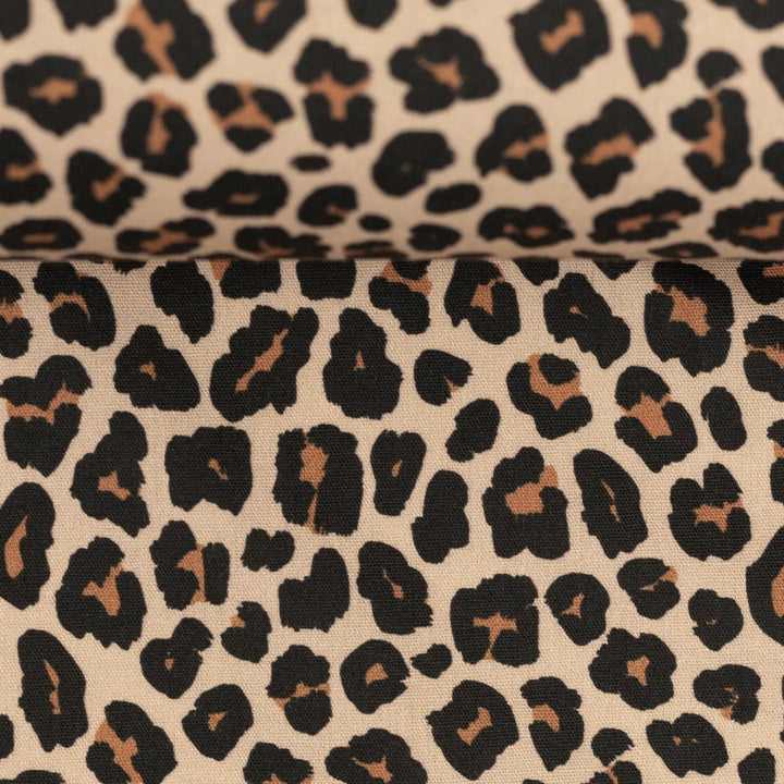 Baumwollwebware Leoprint Beige Fadenwunsch 