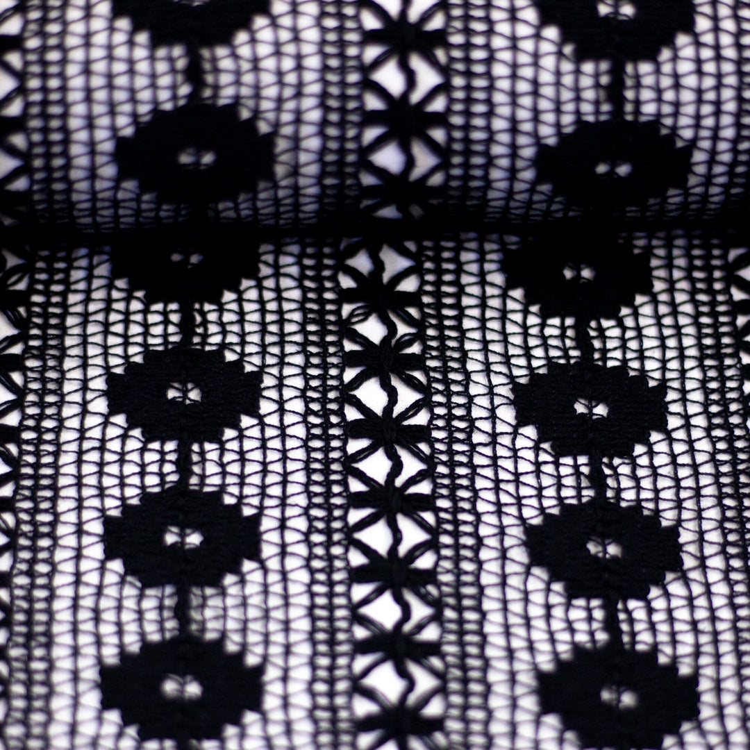 "Boho Lace" Schwarz – Häkelspitze im Boho-Stil Fadenwunsch 