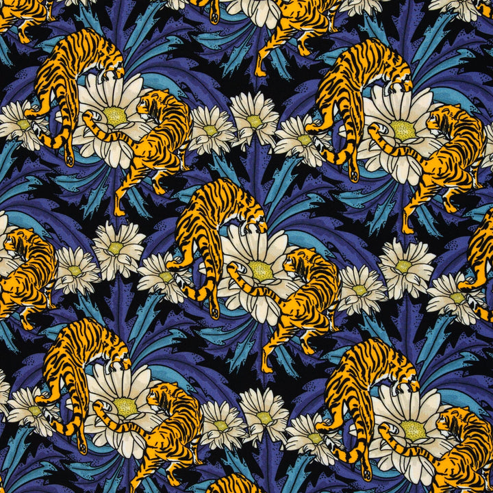 Viskose | Tiger Bloom | Blau Swafing 
