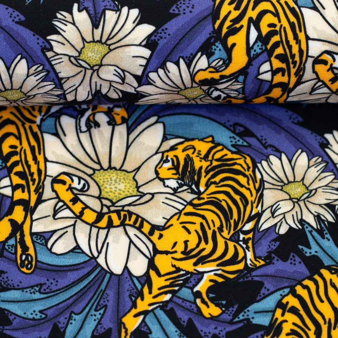 Viskose | Tiger Bloom | Blau Swafing 