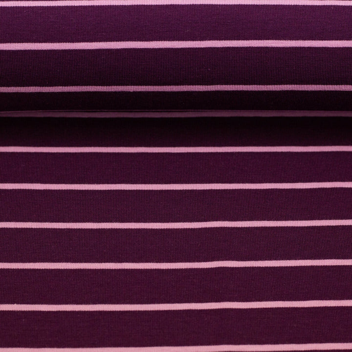 Jersey Streifen Bordeaux-Flieder | Herbst Winter 25 Fadenwunsch 