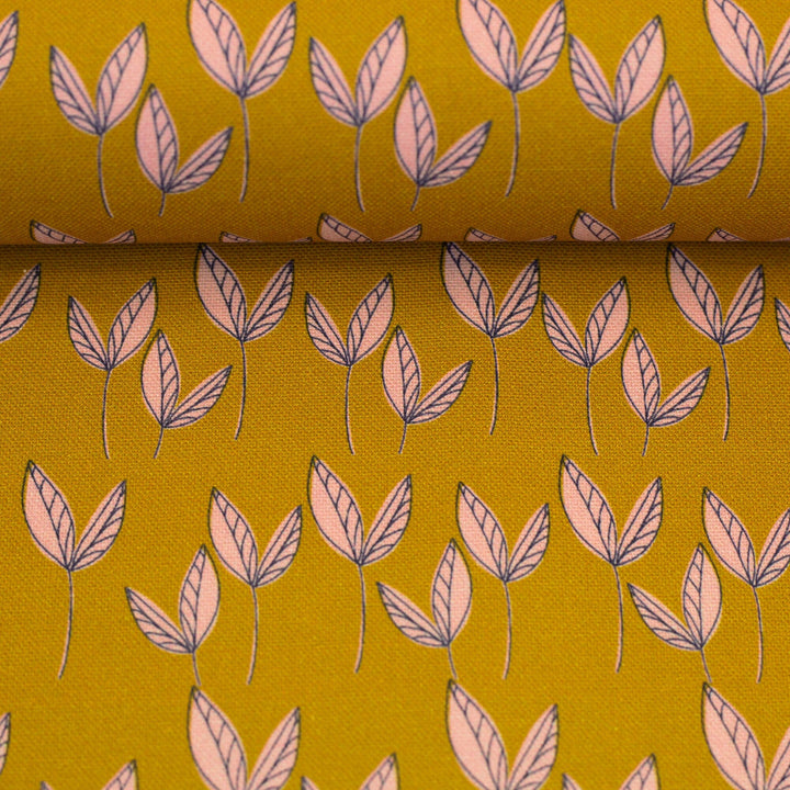 Canvas | Dancing Leaves - Senf | Emjo Design Fadenwunsch 